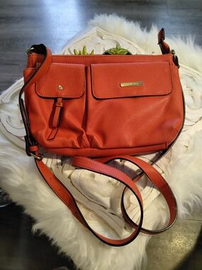 Orange Crossbody Shoulder Bag - Pebbled Leather